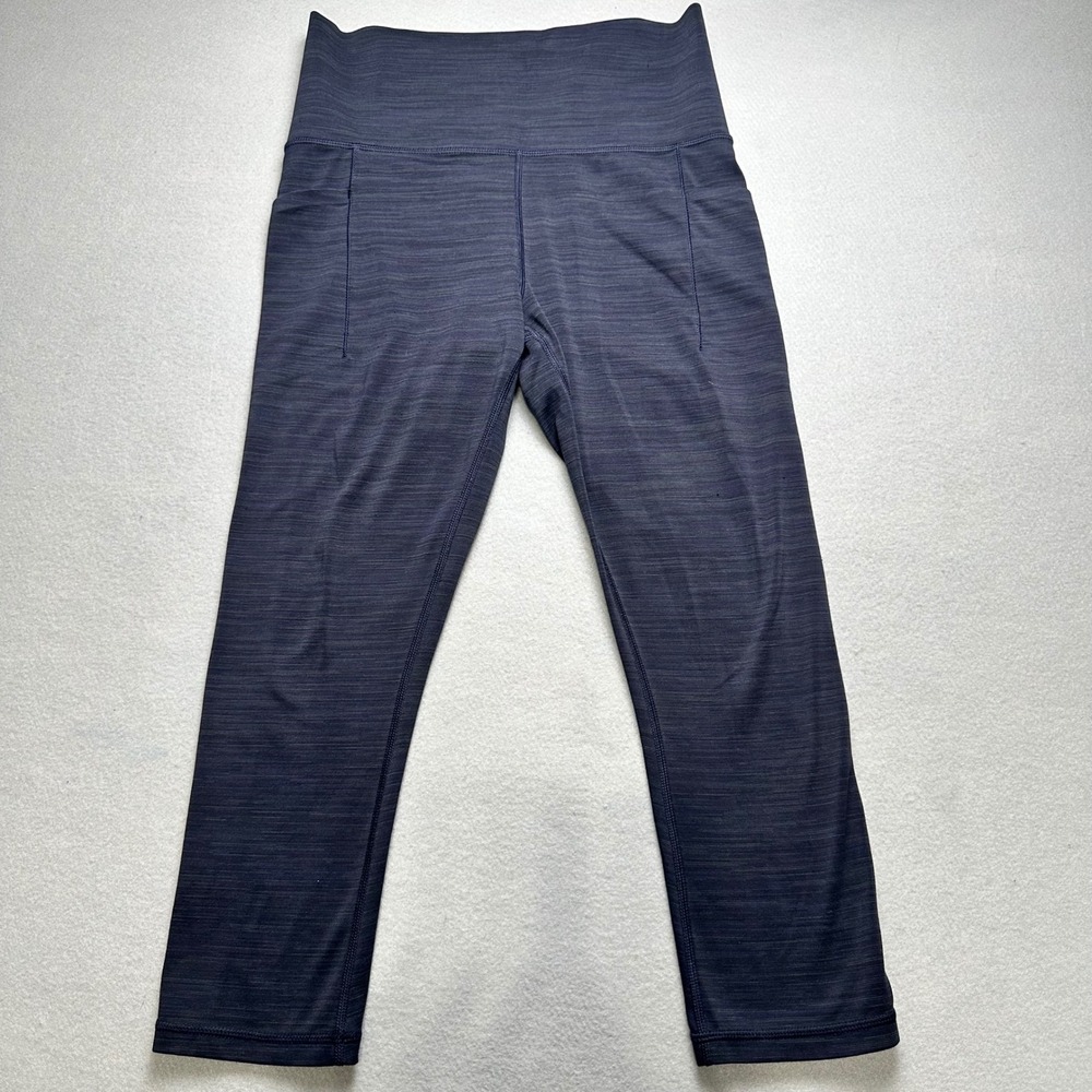 Athleta Salutation II Capri Women S Navy Blue Space Dye High Rise Pockets